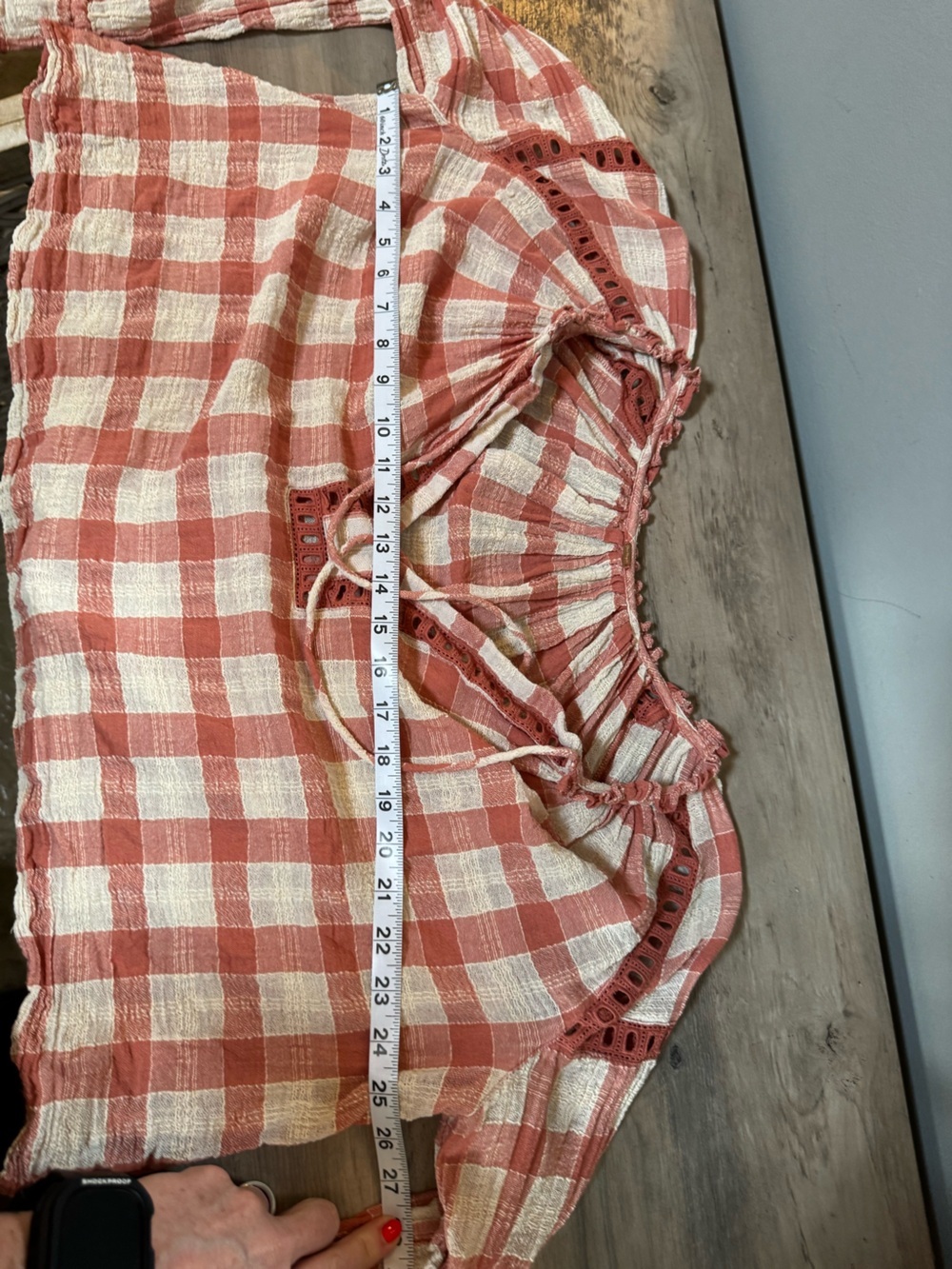 Free People Rust and Cream Plaid Peasant Tunic - Picture 7 of 7